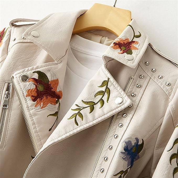 TANYA | Floral Leather Jacket