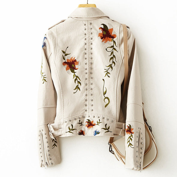 TANYA | Floral Leather Jacket